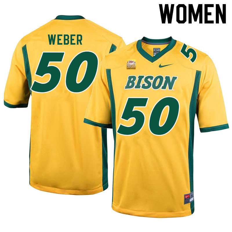 Women #50 Brayden Weber North Dakota State Bison College Football Jerseys Sale-Yellow - Click Image to Close